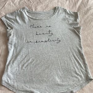 LOFT Gray Script Design Short Sleeve Tee
